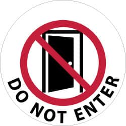 NMC - Do Not Enter, Anti-Skid Pressure-Sensitive Vinyl Floor Sign - Round, Black & Red on White, Adhesive Backed, For Security & Admittance - A1 Tooling