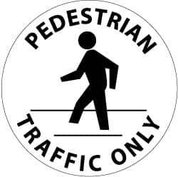 NMC - Pedestrian Traffic Only, Anti-Skid Pressure-Sensitive Vinyl Floor Sign - Round, Black on White, Adhesive Backed, For Accident Prevention - A1 Tooling