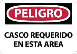 NMC - "Peligro - Casco Requerido en Esta Area", 10" Long x 14" Wide, Aluminum Safety Sign - Rectangle, 0.04" Thick, Use for Accident Prevention - A1 Tooling