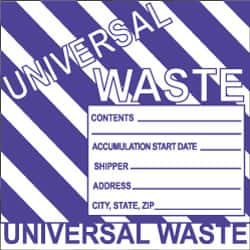 NMC - Hazardous Materials Label - Legend: Universal Waste, English, Black, White & Purple, 6" Long x 6" High, Sign Muscle Finish - A1 Tooling