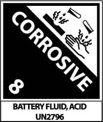 NMC - Corrosive 8 Battery Fluid, Acid Un2796 Shipping Label - 4-3/4" High x 4" Wide - A1 Tooling