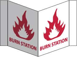 NMC - "Burn Station", 8" Long x 14-1/2" Wide, Rigid Plastic Safety Sign - Rectangle, 0.125" Thick, Use for First Aid - A1 Tooling