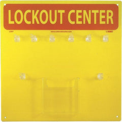 NMC - Empty Plexiglass Tag and Padlock / Hasp Station - 14 Inch Wide x 14 Inch High, Yellow and Yellow on Red - A1 Tooling