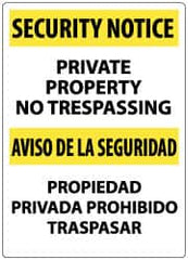 NMC - "Security Notice - Private Property - No Trespassing", 20" Long x 14" Wide, Aluminum Safety Sign - Rectangle, 0.05" Thick, Use for Security & Admittance - A1 Tooling