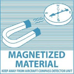 NMC - Magnetized Material - Keep Away From Aircraft Compass Detector Unit DOT Shipping Label - 4" High x 4" Wide - A1 Tooling