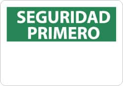 NMC - "Seguridad Primero", 14" Long x 10" Wide, Aluminum Safety Sign - Rectangle, 0.04" Thick, Use for Workplace/Safety - A1 Tooling