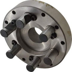 Buck Chuck Company - Adapter Back Plate for 6" Diam Self Centering Lathe Chucks - D1-5 Mount, 1-1/2" Through Hole Diam, 3.109mm ID, 5.88" OD, 1.26" Flange Height, Steel - A1 Tooling