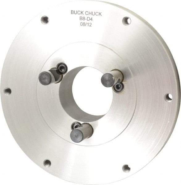 Buck Chuck Company - Adapter Back Plate for 8" Diam Self Centering Lathe Chucks - D1-4 Mount, 2.03" Through Hole Diam, 4.73mm ID, 8.13" OD, 1.068" Flange Height, Steel - A1 Tooling