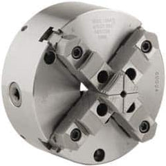 Buck Chuck Company - 4 Jaws, 8" Diam, Self Centering Manual Lathe Chuck - Front Mount, Adjustable, Reversible, 4,000 Max RPM, 2.37" Through Hole Diam, Forged Steel - A1 Tooling