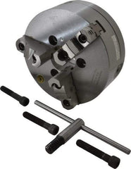 Bison - 3 Jaws, 8" Diam, Self Centering Manual Lathe Chuck - A1-6 Mount Spindle, Reversible, 4,000 Max RPM, 2.1653" Through Hole Diam, 0.001" Axial Runout, 0.0016" Radial Runout, Forged Steel - A1 Tooling