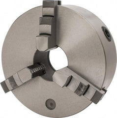 Interstate - 3 Jaws, 8" Diam, Self Centering Manual Lathe Chuck - Plain Back Mount Spindle, 2.5591" Through Hole Diam, 0.003" Axial Runout, Cast Iron - A1 Tooling