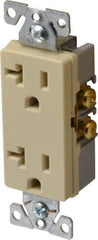 Cooper Wiring Devices - 125 VAC, 20 Amp, 5-20R NEMA Configuration, Ivory, Industrial Grade, Self Grounding Duplex Receptacle - 1 Phase, 2 Poles, 3 Wire, Flush Mount, Chemical and Impact Resistant - A1 Tooling