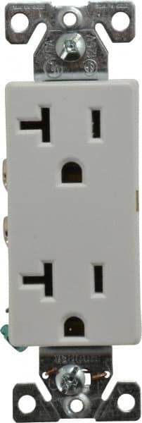 Cooper Wiring Devices - 125 VAC, 20 Amp, 5-20R NEMA Configuration, White, Industrial Grade, Self Grounding Duplex Receptacle - 1 Phase, 2 Poles, 3 Wire, Flush Mount, Chemical and Impact Resistant - A1 Tooling