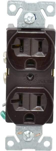 Cooper Wiring Devices - 125 VAC, 20 Amp, 5-20R NEMA Configuration, Brown, Specification Grade, Self Grounding Duplex Receptacle - 1 Phase, 2 Poles, 3 Wire, Flush Mount - A1 Tooling