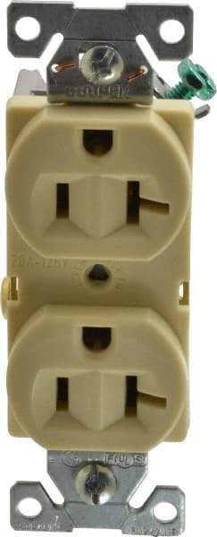 Cooper Wiring Devices - 125 VAC, 20 Amp, 5-20R NEMA Configuration, Ivory, Specification Grade, Self Grounding Duplex Receptacle - 1 Phase, 2 Poles, 3 Wire, Flush Mount - A1 Tooling