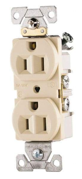 Cooper Wiring Devices - 125 VAC, 15 Amp, 5-15R NEMA Configuration, Ivory, Specification Grade, Self Grounding Duplex Receptacle - 1 Phase, 2 Poles, 3 Wire, Flush Mount - A1 Tooling