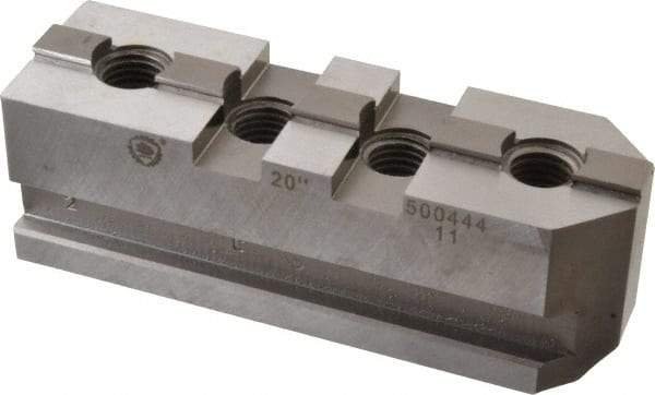 Bison - 20" Max Chuck Diam Compatibility, Steel Tongue & Groove Hard Lathe Master Jaws - 3/4" Groove Width, 2.0472" Wide x 6.6142" Long x 2.3228" High - A1 Tooling