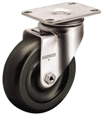 Albion - 4" Diam x 1-1/4" Wide x 5-1/8" OAH Top Plate Mount Swivel Caster - Polypropylene, 300 Lb Capacity, Plain Bearing, 2-1/2 x 3-5/8" Plate - A1 Tooling