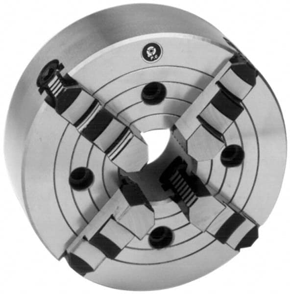 Interstate - 4 Jaws, 16" Diam, Independent Manual Lathe Chuck - D1-8 Mount Spindle, Reversible, 4.921" Through Hole Diam, Cast Iron - A1 Tooling