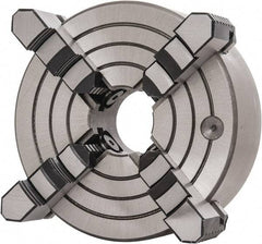 Interstate - 4 Jaws, 8" Diam, Independent Manual Lathe Chuck - D1-5 Mount Spindle, Reversible, 2.165" Through Hole Diam, Cast Iron - A1 Tooling