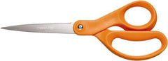 Fiskars - 3-13/32" LOC, 8-1/2" OAL Stainless Steel Standard Shears - Ambidextrous, Plastic Straight Handle, For General Purpose Use - A1 Tooling