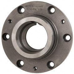 Bison - Adapter Back Plate for 6-1/4" Diam Self Centering Lathe Chucks - L-0 Mount, 2.6" Through Hole Diam, 6.32" OD, 0.71" Flange Height, Cast Iron - A1 Tooling