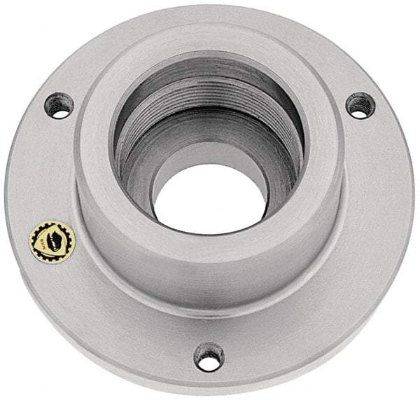 Bison - Adapter Back Plate for 10" Diam Self Centering Lathe Chucks - L-1 Mount, 4-1/8" Through Hole Diam, 8.82mm ID, 9.84" OD, 0.91" Flange Height, Steel - A1 Tooling