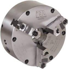 Pratt Burnerd America - 3 Jaws, 10" Diam, Self Centering Manual Lathe Chuck - Plain Back Mount Spindle, Adjustable, Reversible, 3,300 Max RPM, 3" Through Hole Diam, Forged Steel - A1 Tooling