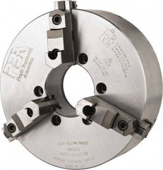 Pratt Burnerd America - 3 Jaws, 12" Diam, Self Centering Manual Lathe Chuck - Plain Back Mount Spindle, Adjustable, Reversible, 2,300 Max RPM, 4.06" Through Hole Diam, Forged Steel - A1 Tooling