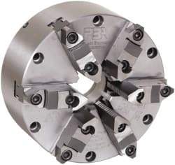 Pratt Burnerd America - 6 Jaws, 6" Diam, Self Centering Manual Lathe Chuck - Plain Back Mount Spindle, Adjustable, Reversible, 2,500 Max RPM, 1.81" Through Hole Diam, Forged Steel - A1 Tooling