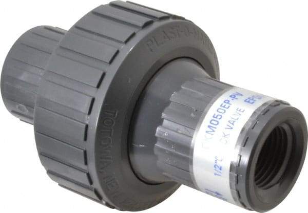 Plast-O-Matic - 1/2" PVC Check Valve - Inline, FNPT x FNPT, 150 WOG - A1 Tooling