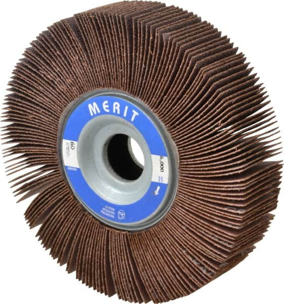 Merit Abrasives - 6" Diam, 60 Grit Aluminum Oxide Unmounted Flap Wheel - 1" Hole, 1-1/2" Wide, Coated, Medium Grade, 6,000 Max RPM , Cloth Backing - A1 Tooling