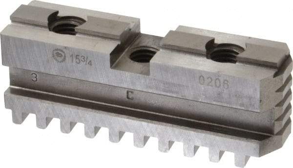 Bison - 15-3/4 to 16" Chuck Diam Compatibility, Steel Tongue & Groove Hard Lathe Master Jaws - 3/4" Groove Width, 1.4173" Wide x 5.1181" Long - A1 Tooling