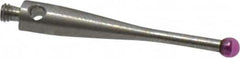 Fowler - 2 mm Ball Diameter, Stainless Steel Stem, M2 Thread, Ruby Point Ball Tip CMM Stylus - 20 mm Overall Length - A1 Tooling