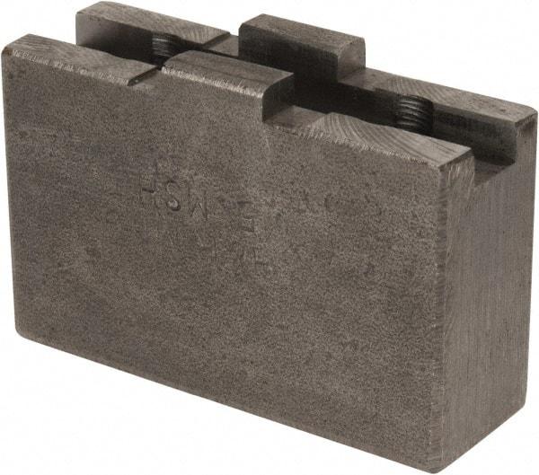 H & R Manufacturing - 5 to 6" Chuck Capacity, Tongue & Groove Attachment, Square Soft Lathe Chuck Jaw - Steel, 1-1/4" Btw Mount Hole Ctrs, 2-3/16" Long x 3/4" Wide x 1-3/8" High, 5/16" Groove - A1 Tooling