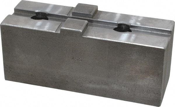 H & R Manufacturing - 15" Chuck Capacity, Tongue & Groove Attachment, Square Soft Lathe Chuck Jaw - Steel, 3" Btw Mount Hole Ctrs, 5-5/8" Long x 2" Wide x 2-5/16" High, 1/2" Groove - A1 Tooling