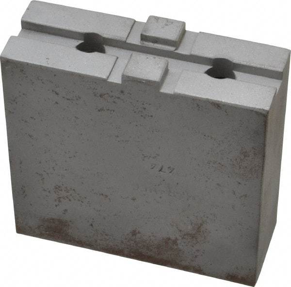 H & R Manufacturing - 8" Chuck Capacity, Tongue & Groove Attachment, Square Soft Lathe Chuck Jaw - Steel, 1-3/4" Btw Mount Hole Ctrs, 3-1/2" Long x 1-1/4" Wide x 3-3/8" High, 5/16" Groove - A1 Tooling