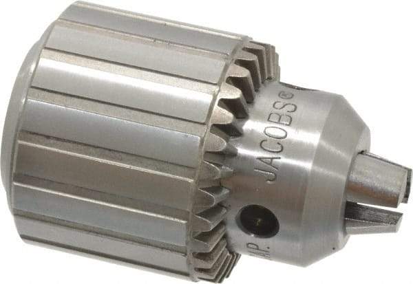 Jacobs - 5/8-16, 5/64 to 1/2" Capacity, Threaded Mount Drill Chuck - Keyed, 45.47mm Sleeve Diam, 61.72mm Open Length - Exact Industrial Supply