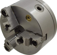 Bison - 3 Jaws, 6" Diam, Self Centering Manual Lathe Chuck - L-00 Mount Spindle, Reversible, 3,000 Max RPM, 1.6535" Through Hole Diam, 0.0008" Axial Runout, 0.0012" Radial Runout, Cast Iron - A1 Tooling