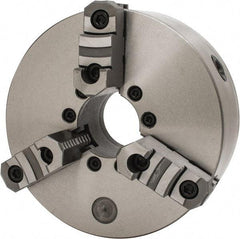 Interstate - 3 Jaws, 10" Diam, Self Centering Manual Lathe Chuck - D1-6 Mount Spindle, Reversible, 2.7559" Through Hole Diam, Cast Iron - A1 Tooling