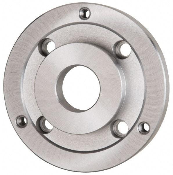 Bison - Adapter Back Plate for 10" Diam Self Centering Lathe Chucks - A2-6 Mount, 2.922" Through Hole Diam, 5.708mm ID, 9.84" OD, 3/4" Flange Height, Steel - A1 Tooling