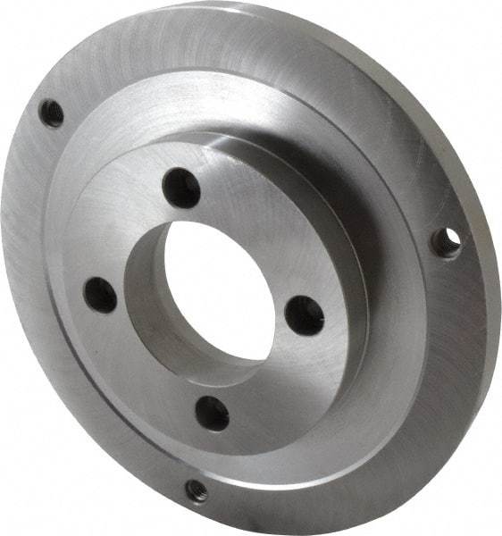 Bison - Adapter Back Plate for 10" Diam Self Centering Lathe Chucks - A2-5 Mount, 2.922" Through Hole Diam, 5.708mm ID, 9.84" OD, 3/4" Flange Height, Steel - A1 Tooling