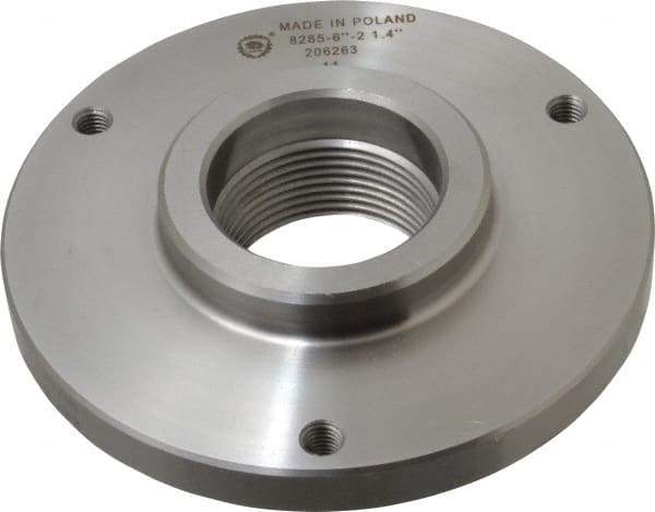 Bison - Adapter Back Plate for 6-1/4" Diam Self Centering Lathe Chucks - 2-1/4 - 8 Mount, 2.26" Through Hole Diam, 3.385mm ID, 38139" OD, 0.59" Flange Height, Steel - A1 Tooling