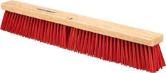 PRO-SOURCE - 24" Heavy Duty Synthetic Push Broom - 4" Bristle Length, Wood Block, Threaded Handle Connection - A1 Tooling