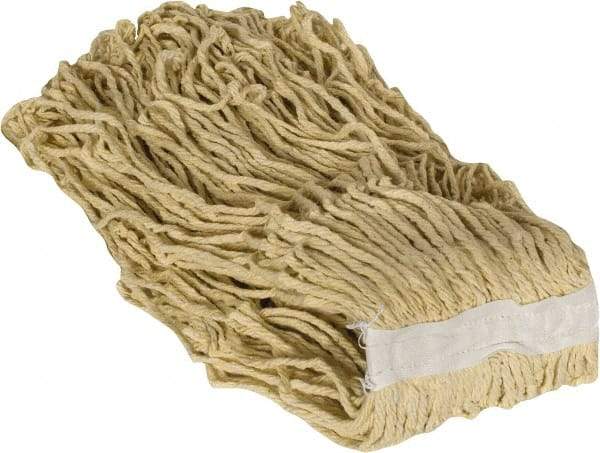 PRO-SOURCE - 1-1/4" White Head Band, Large Blended Fiber Cut End Mop Head - 4 Ply, Clamp Jaw Connection, Use for General Purpose - A1 Tooling