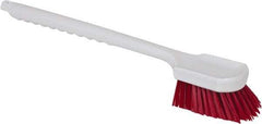 PRO-SOURCE - 1-1/2" Bristle Length, Polypropylene Utility Scrub Brush - 20" OAL, Red, Plastic Block - A1 Tooling