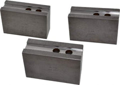 H & R Manufacturing - 12" Chuck Capacity, 1.5mm x 60° Serrated Attachment, Square Soft Lathe Chuck Jaw - 3 Jaws, Steel, 1.181" Btw Mount Hole Ctrs, 5-1/4" Long x 2" Wide x 3-1/2" High, 0.827" Groove, 5/8" & 16mm Fastener - A1 Tooling