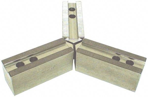 H & R Manufacturing - 21" Chuck Capacity, 3mm x 60° Serrated Attachment, Square Soft Lathe Chuck Jaw - 3 Jaws, Steel, 2.362" Btw Mount Hole Ctrs, 8-1/2" Long x 2-1/2" Wide x 3-1/2" High, 0.984" Groove, 20mm Fastener - A1 Tooling