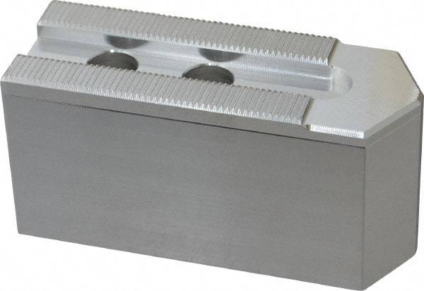 Masterman & Kovil - 8" Chuck Capacity, 1.5mm x 60° Serrated Attachment, Square Soft Lathe Chuck Jaw - 3 Jaws, Aluminum, 0.984" Btw Mount Hole Ctrs, 4mm Long x 1-1/2" Wide x 2" High, 0.551" Groove, 12mm Fastener - A1 Tooling