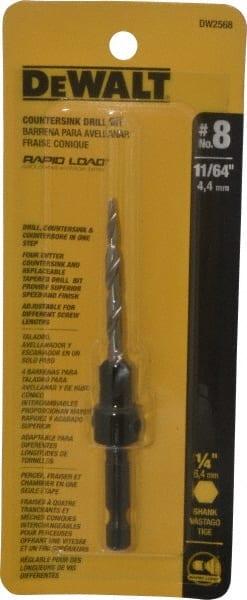 DeWALT - #8 Cutter Diam, 11/64" Drill Compatibility, Adjustable Depth Drill Countersink - A1 Tooling